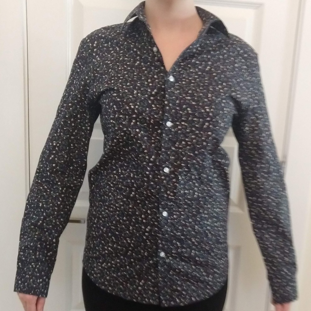 H&M Floral Slim Fit Long Sleeve Button Down